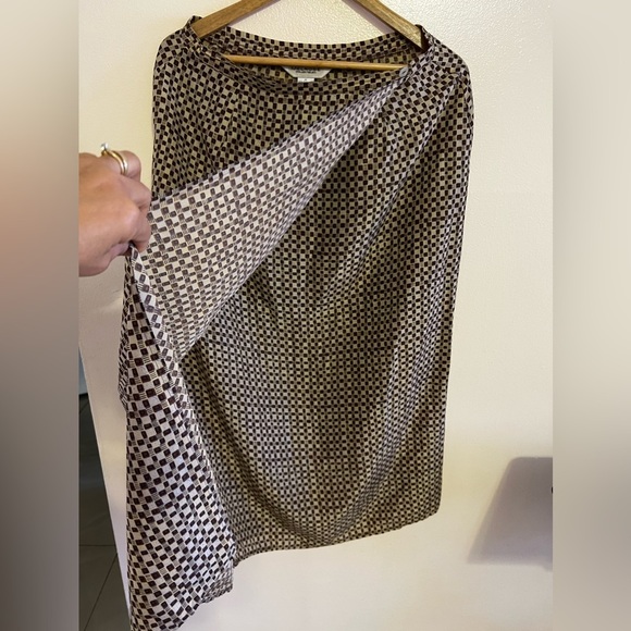 Melrose Floral Collectible Maxi Skirt 100% Silk stamp Two Buttons Vintage brown - Picture 11 of 16